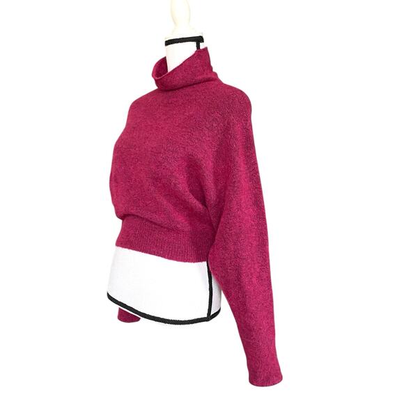 Wilfred Lorin Sweater Funnel Neck Long Dolman Sleeves Sz S Magenta Aritzia - Picture 4 of 12